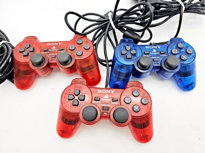 Playstation 2 Controller OEM 3 Stück Lot Rot Blau
