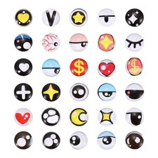 100Pcs 12 mm Glass Cabochon Eyes, Blue/Black/White/Yellow/Red 215