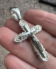 2" Celtic Cross Crucifix Jesus Christ Pendant Solid Sterling Silver 925 12.5g