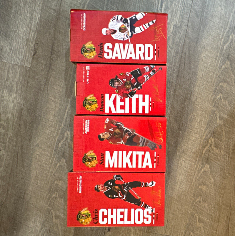 Chicago Blackhawks Centennial Bobbleheads Lot of 4 Chelios Mikita Keith Savard