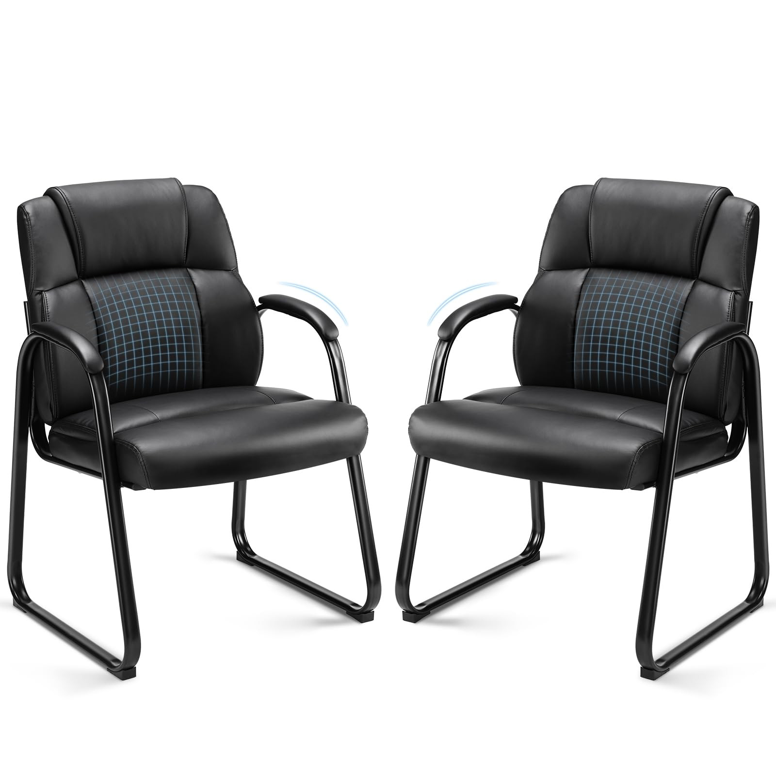 Comfortable Leather Waiting Room Chairs Set of 2 for Office Reception