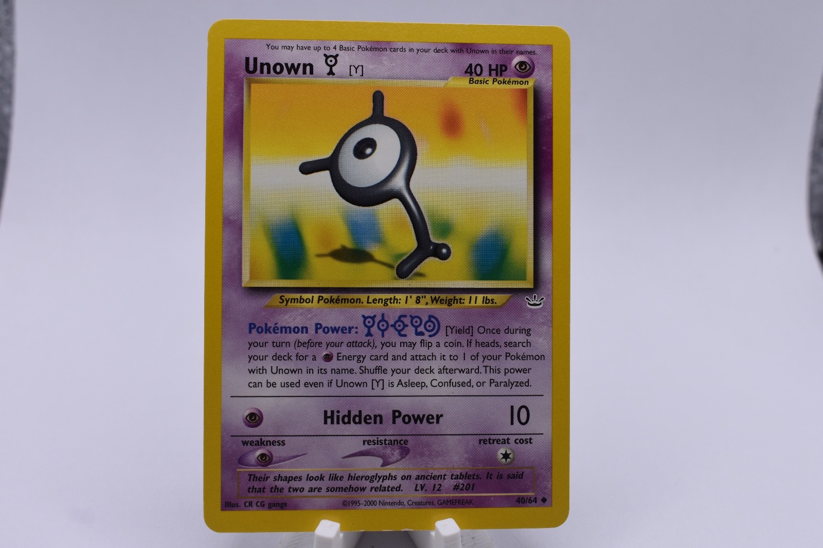 Unown [Y] 40/64 Neo Revelation Regular Vintage Pokemon Card