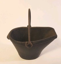 Antique Cast Iron Mini Coal Scuttle Bucket Miniature Doll House Toy
