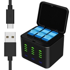 Image of GoPro Dual Battery Charger w/3* Batteries For GoPro HERO 12 11 10 9 Black