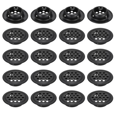 20pcs Circular Air Vents 0.7'' Stainless Steel Flat Louver Soffit Vent, Black