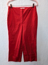 Boden Red Wide Leg Cuffed Cropped Pants Women's Size 6R UK 10R