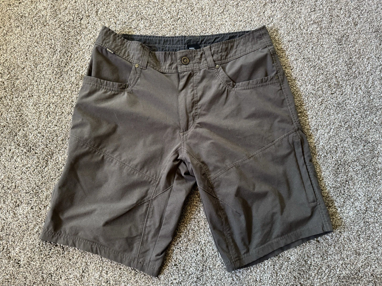 Kuhl Shorts Mens Size 34 Brown Khaki Lightweight Hiking Outdoors