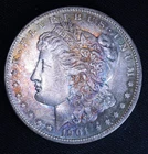 1901 O Morgan Dollar AU STUNNING LUSTER AND STRONG RAINBOW Toning 90% SILVER