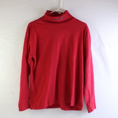 North Crest Damen L Rot Langärmlig Rollkragen Hemd Mit Bestickt Einzelheiten