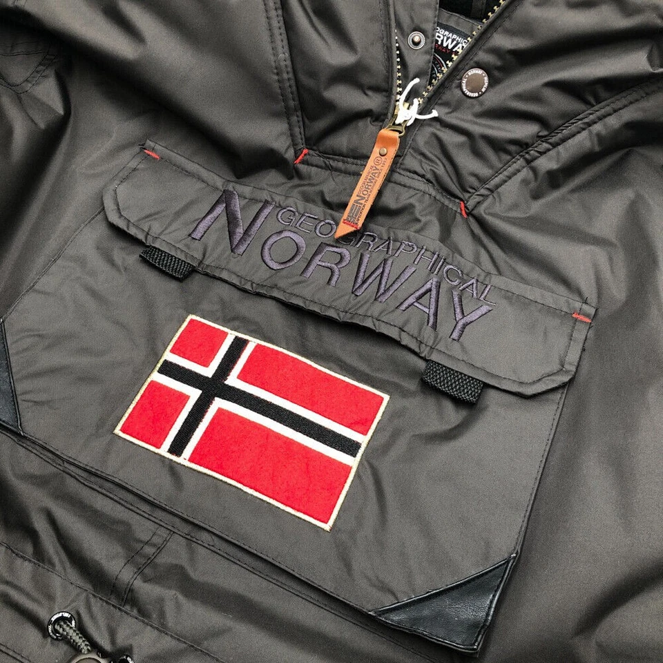 Geographical Norway Hombres CORPORATE BROWN Anorak Chaqueta Abrigo Parkat Talla L Foto 3 de 4