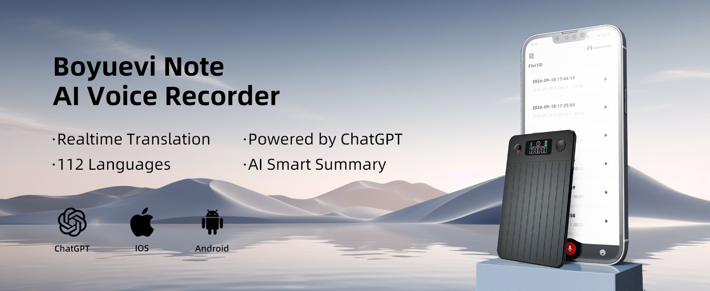 AI Voice Recorder 64GB Smart Voice Recorder W/ Transcribe AI Su Supports 112 Lg