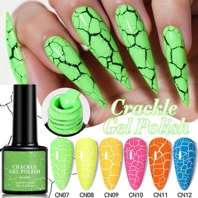Set Of 6 Crackle Nail Colours Cracking Varnish Air Dry Crush Gel Nails Polish