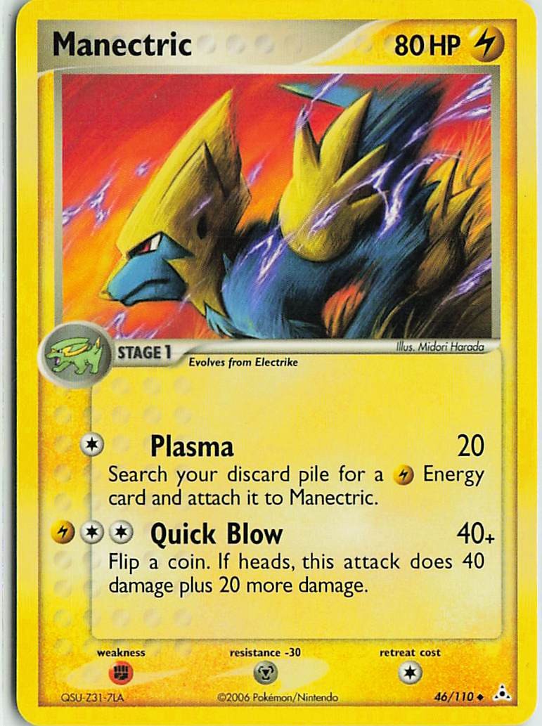 Manectric 46/110 Uncommon Holon Phantoms Pokemon Lightly Played