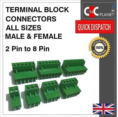 Green PCB Terminal Block Ramps Connector 5.08mm Plug-in Screw 2 3 4 5 6 7 8 PIN
