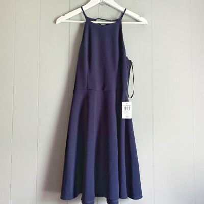 B Darlin Navy Blue Halter Lace-up Back Mini Dress Size 9/10 | eBay