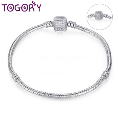 Authentische Silber überzogene Schlangenkette DIY Charm Bracelet Bangle Armbannd