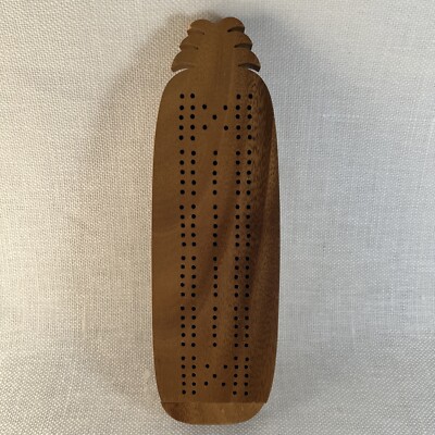 Monkey Pod Pineapple Cribbage Board One Peg Stored Inside