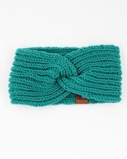 Handmade Hand Knit Merino Blue Green English Rib Knit Ear Warmer Headband