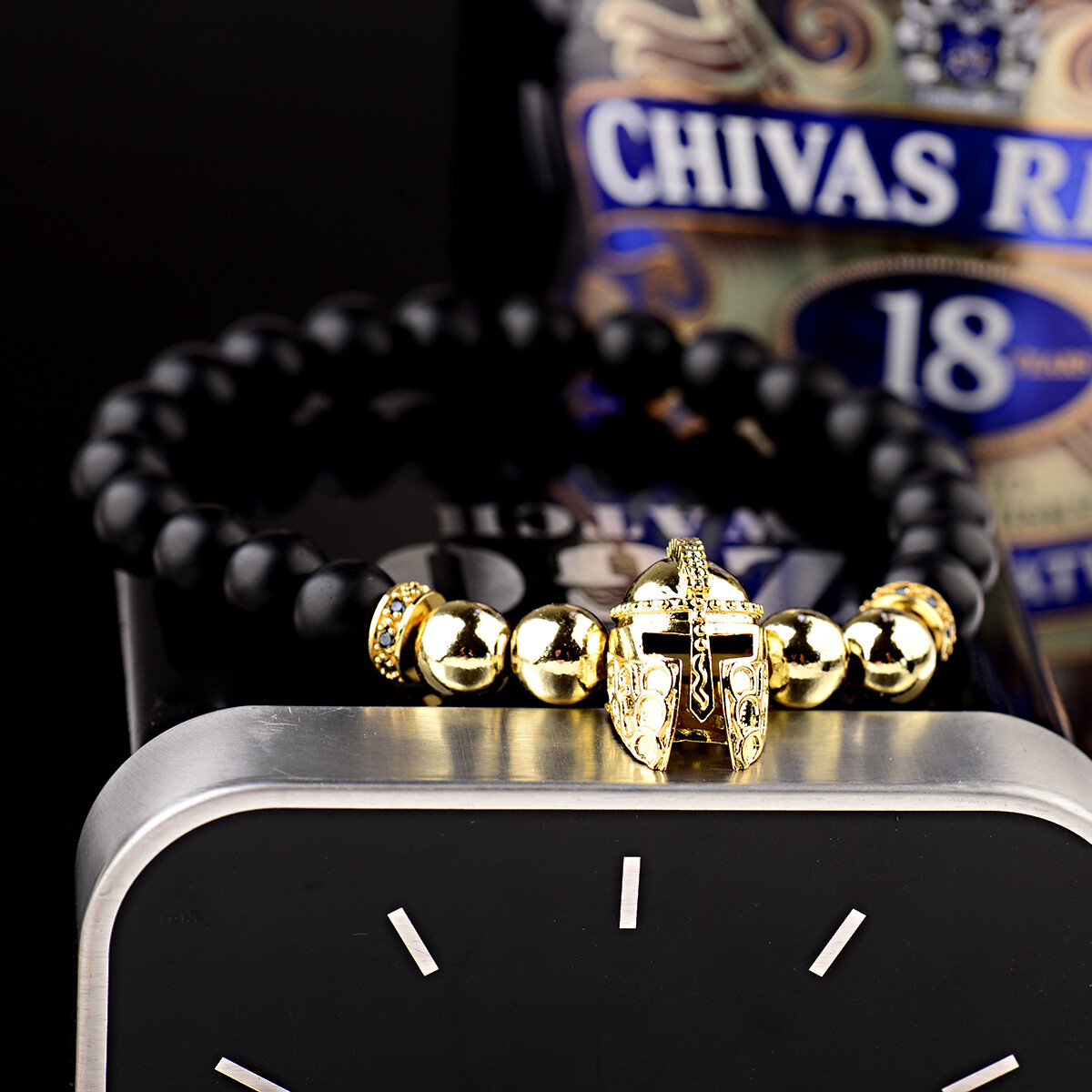 Men Spartan Warrior Knight Helmet Double Crown Bracelets Natural - Foto 11