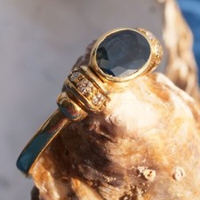 Saphir Brillant Ring 750er Gelbgold neu und ungetragen massiv 0.60 ct