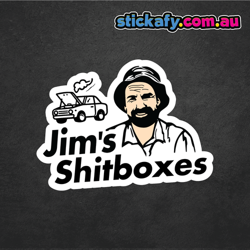 Jim's Shitboxes Sticker Decal Funny 4x4 4WD Ute Tradie Car Aussie Pet Dog shit - Picture 3 of 3