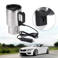 Electric Water Kettle Stainless Steel Travel Heating Cup Coffee Tea Mug Silver