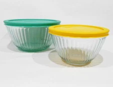 ❤️ NEW 4-pc PYREX SCULPTURED Glass STORAGE BOWL Set 6 & 3 Cup Mixing Baking