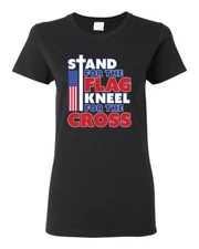 Stand for the Flag Kneel For the Cross Women Graphic T-Shirt