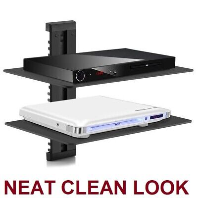 2 Dual Glass Shelf Wall Mount Tv Cable Box Game Console Ps4 Wii Xbox Dvd Bracket - Tv Wall Mount With Shelf For Cable Box Canada