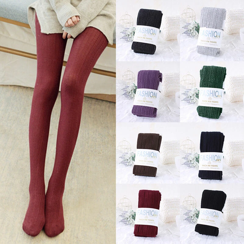 Women Winter Cable Knit Sweater Tights Warm Stretch Stockings