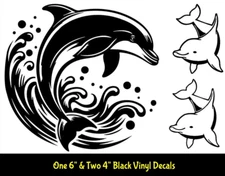 6" Dolphin Jumping Waves Bubbles Vinyl Decal Car Truck Windows Wall Mirror Door