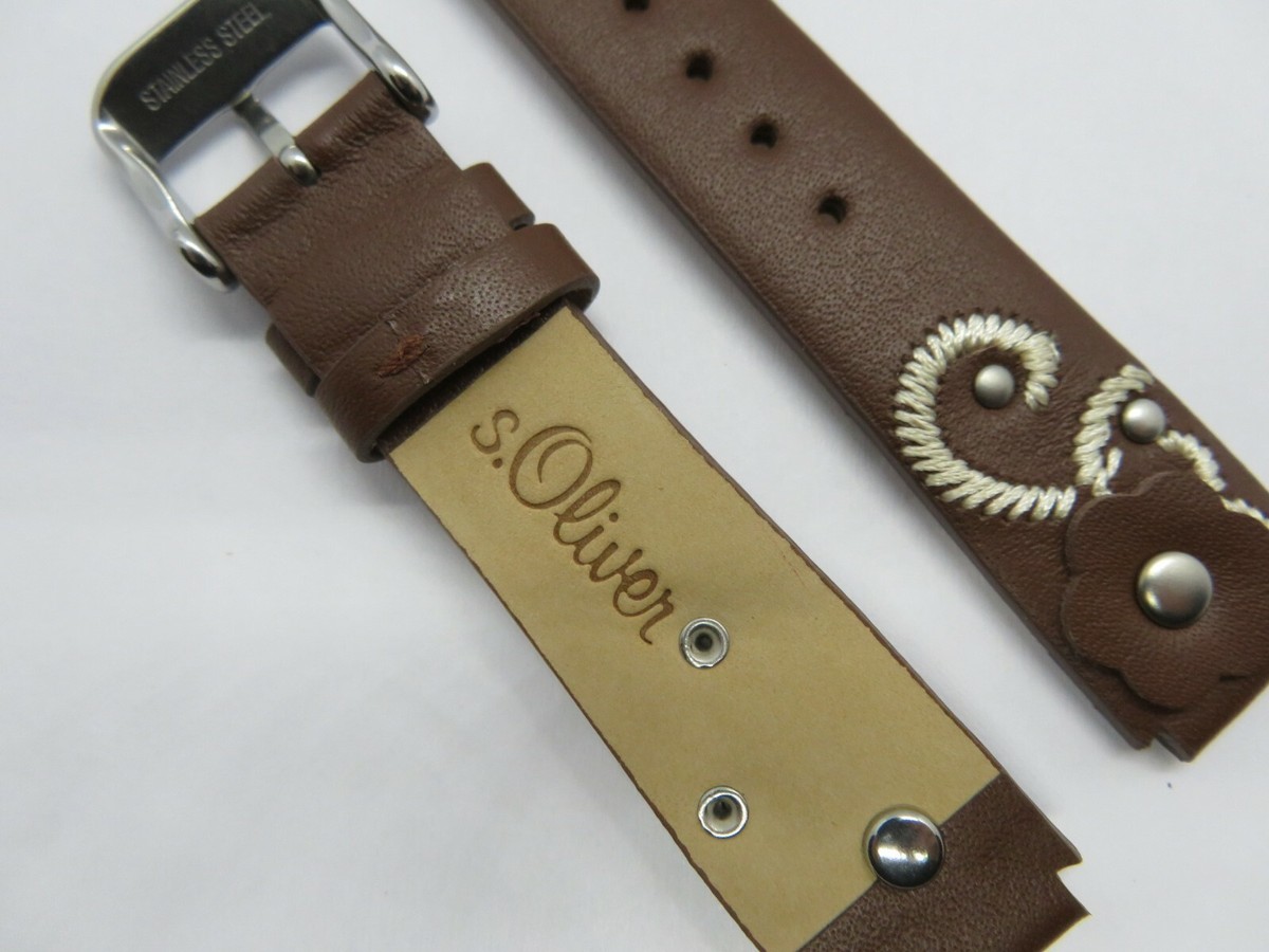 Bracelet De Montre S.Oliver SO-1648 En Cuir Marron - Largeur 20mm, Neuf Avec Étiquettes