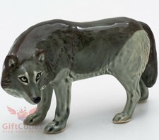 Porcelain wolf figurine handmade Russian