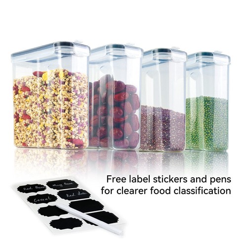 4x Airtight 2.5L Food Cereal Containers Lid for Kitchen Flour Pasta ...