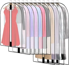 Pwsap 12 Pack Breathable Clothes Covers with Zip, Hanging Garment Covers Bags Dr