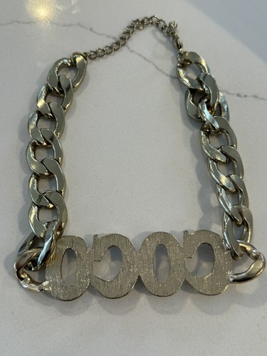 Vintage Gold Tone COCO Necklace Rhinestones Missing 1 Stone AS-IS Designer - Picture 7 of 10