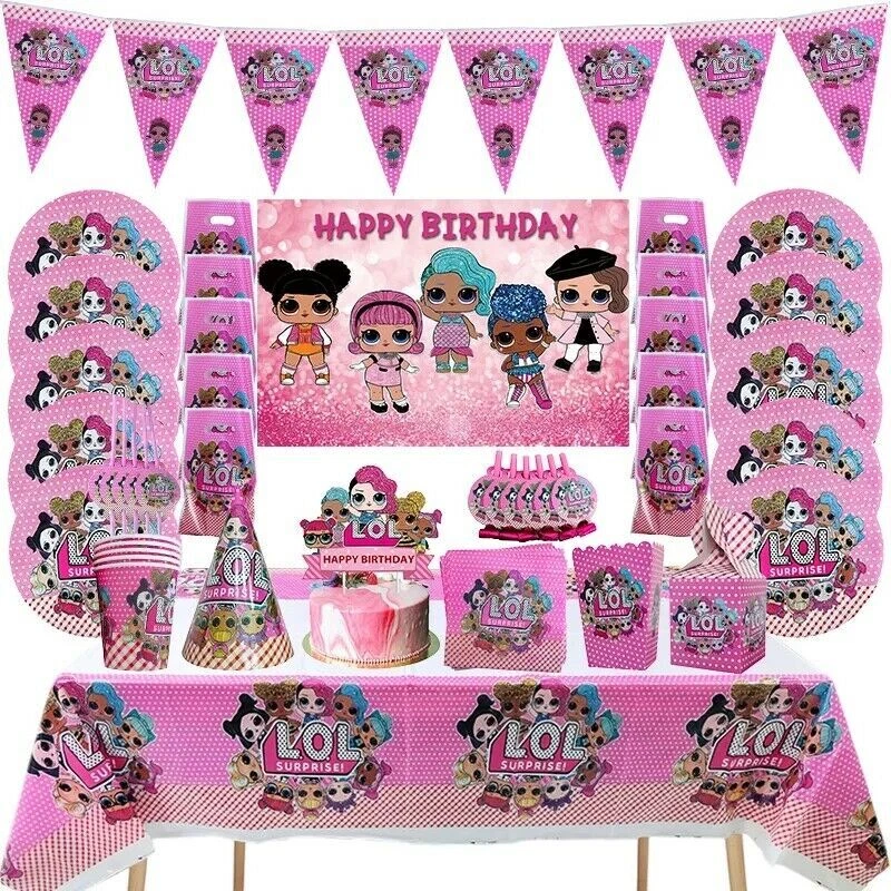 Birthday lol Party Decorations Supplies Balloons doll Sweet box Plates  Banner