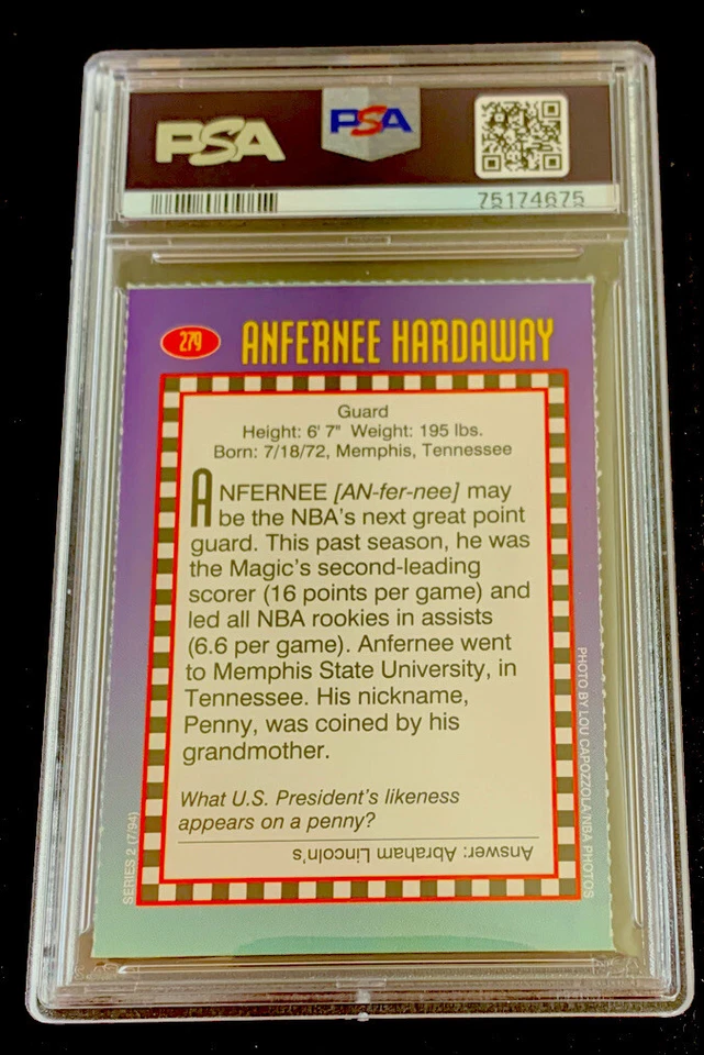 Anfernee Hardaway ROOKIE Penny Sports Illustrated For Kids Orlando Magic PSA 6 - Image 2 of 2