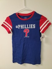 Philadelphia Phillies Genuine Merchandise Girl Large Shirt Blue White Trim 01038