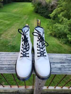 Dr. Martens Zavala White Leather Lace Up Combat Boots Men\'s Sz 7 Women\'s Sz 8 WOMEN main image 3