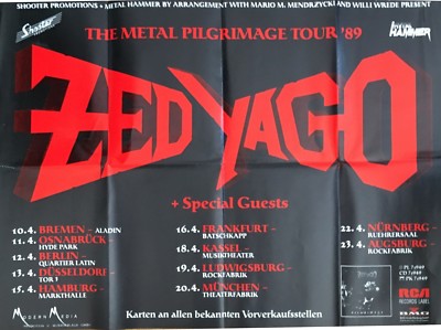 ZED YAGO - Pilgrimage Tour 1989 - Konzertplakat Poster - gefaltet folded
