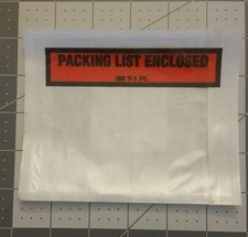 "Packing List Enclosed" Clear Faced Red Strip Envelopes Pouch 4 1/2 X 5 1/2 50Ct