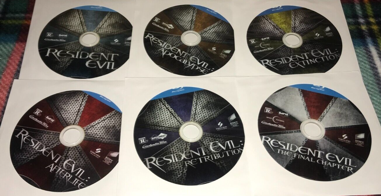 Lot of 6 Movies HD Blu Ray DISC ONLY in SLEEVE Resident Evil Collection 1-6