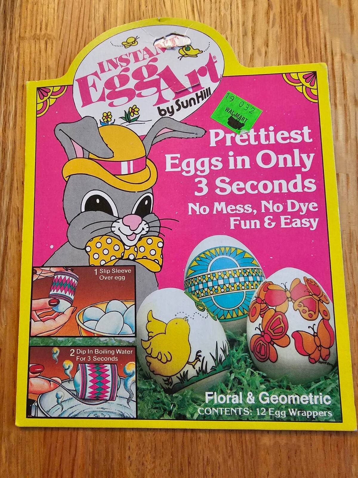 Vintage 1981 Instant Egg Art  By Sun Hill Bunny Cartoon Egg Wrappers For 12 Eggs
