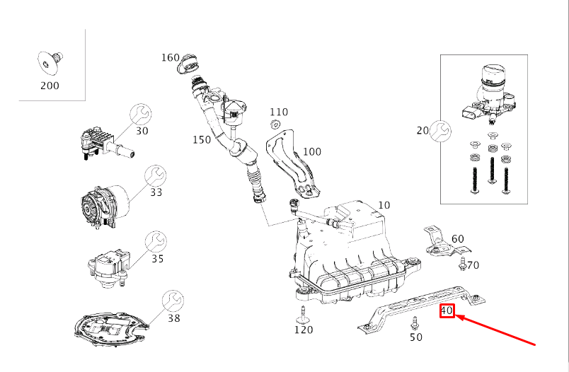 MERCEDES-BENZ E C238 Adblue-Tank-Montagehalterung A2054750827