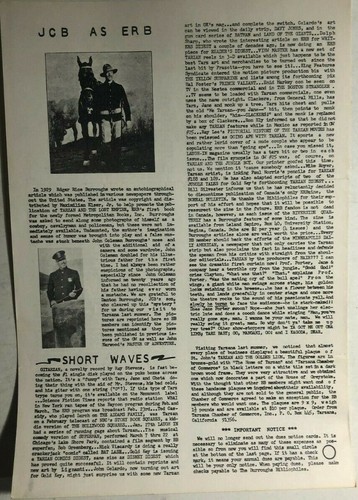 THE GRIDLEY WAVE #26 1969 4-page early ERB Tarzan Edgar Rice Burroughs fanzine  - Picture 2 of 2