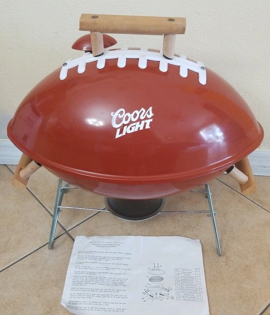 Coors Light Football Portable Charcoal Grill BBQ Picnics Tailgating