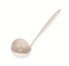 2 In 1 Kitchen Ladle Soup Pan Spoon with Filter Strainer (Beige)