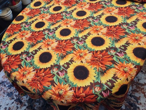 Mantel Girasol Brillante 86" x 88" EXTRA ANCHO Amarillo Negrito, Naranja, Marrón - Imagen 3 de 4