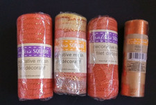 Lot 4 Fall Crafter Square Wreath Craft 3-6"x 5 Yds Deco Mesh 1-6"x3 Yds Ribbon